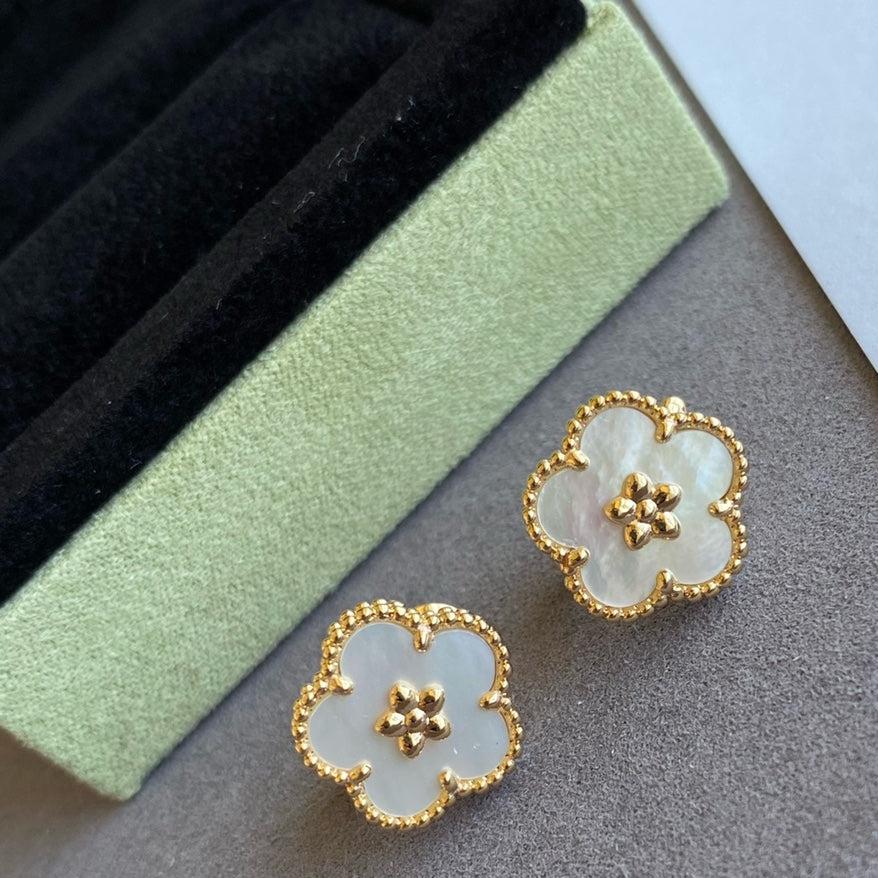 18K Lucky Spring Plum Blossom Earrings