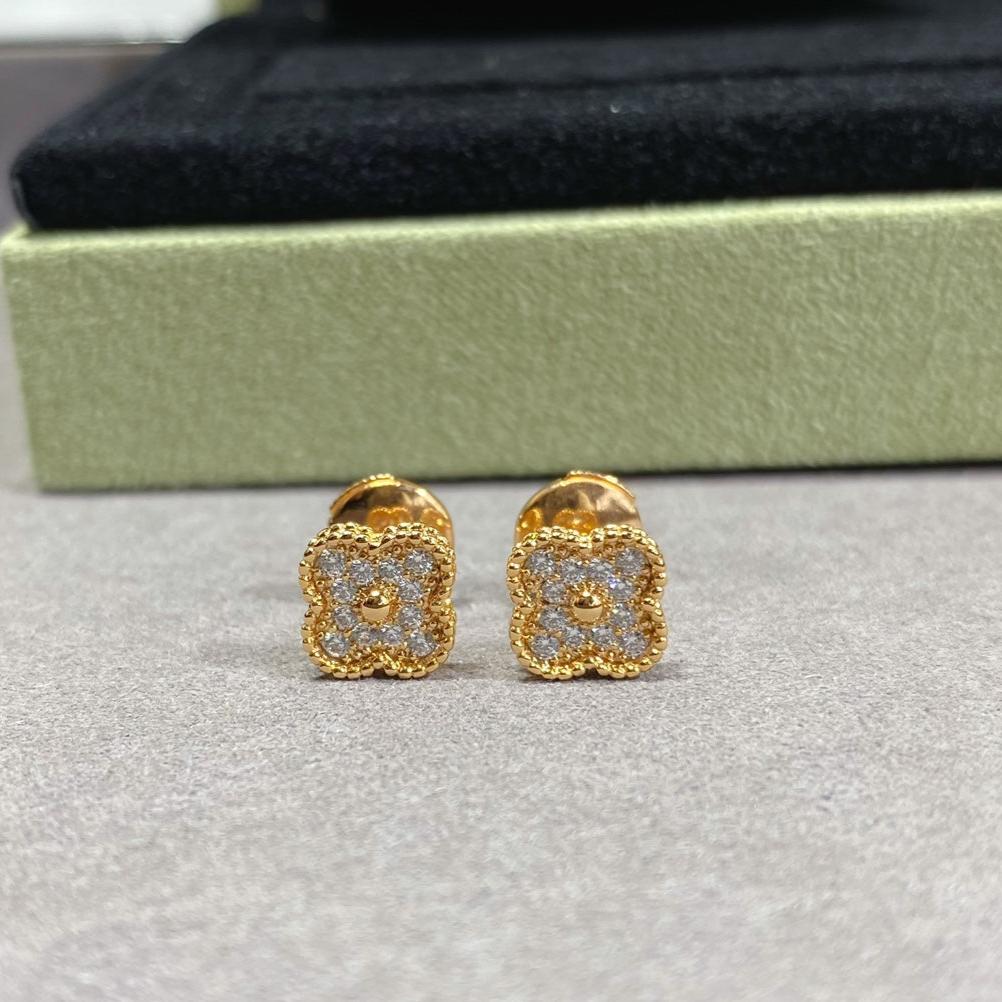 18K Vintage Alhambra Diamonds Earrings