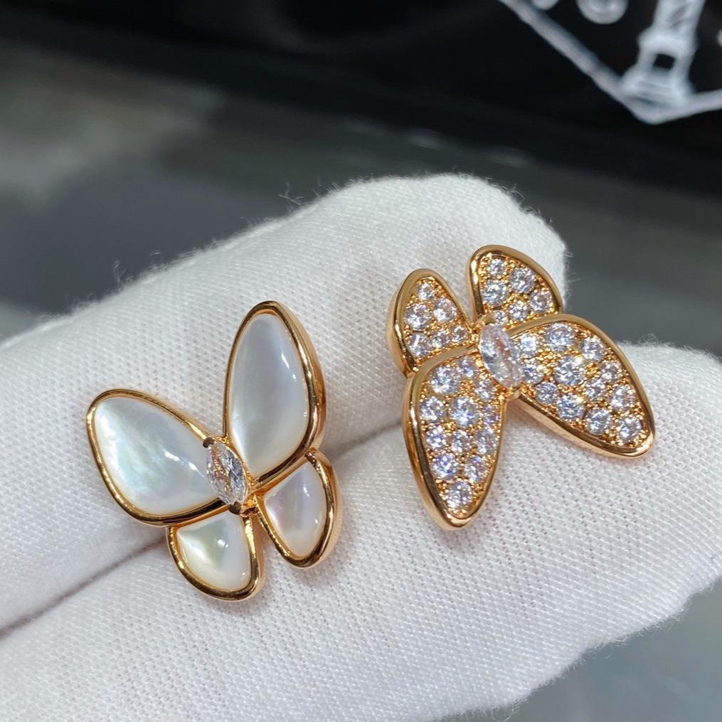 18K Two Butterfly Between the Finger Pearl Ring