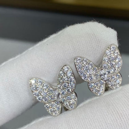 18K Two Butterfly Diamonds Earrings