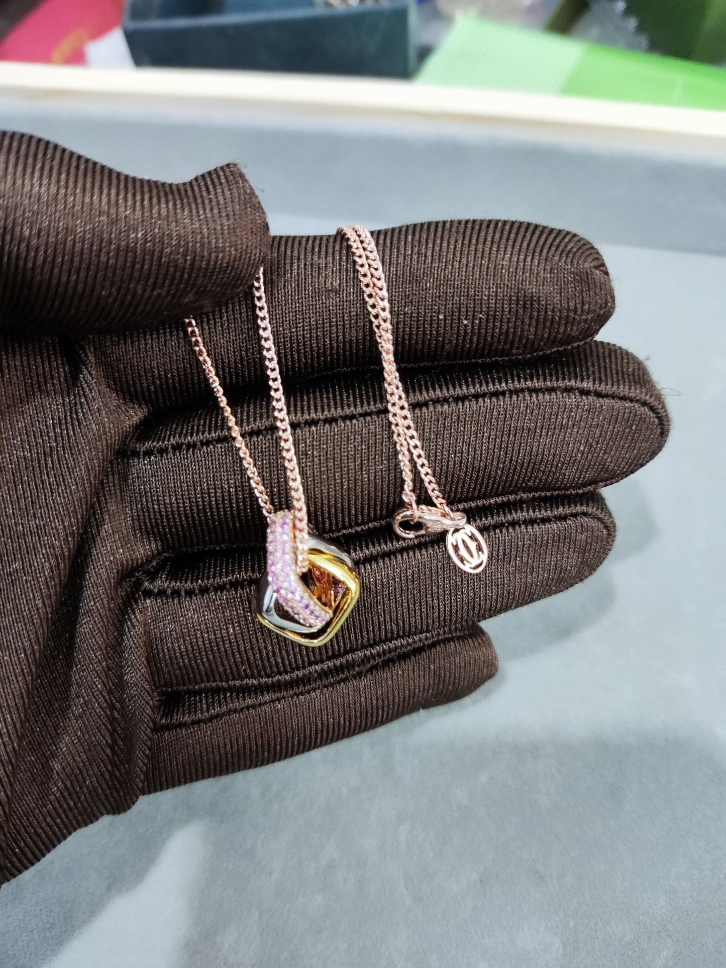 18K Trinity Pink Diamond Necklace