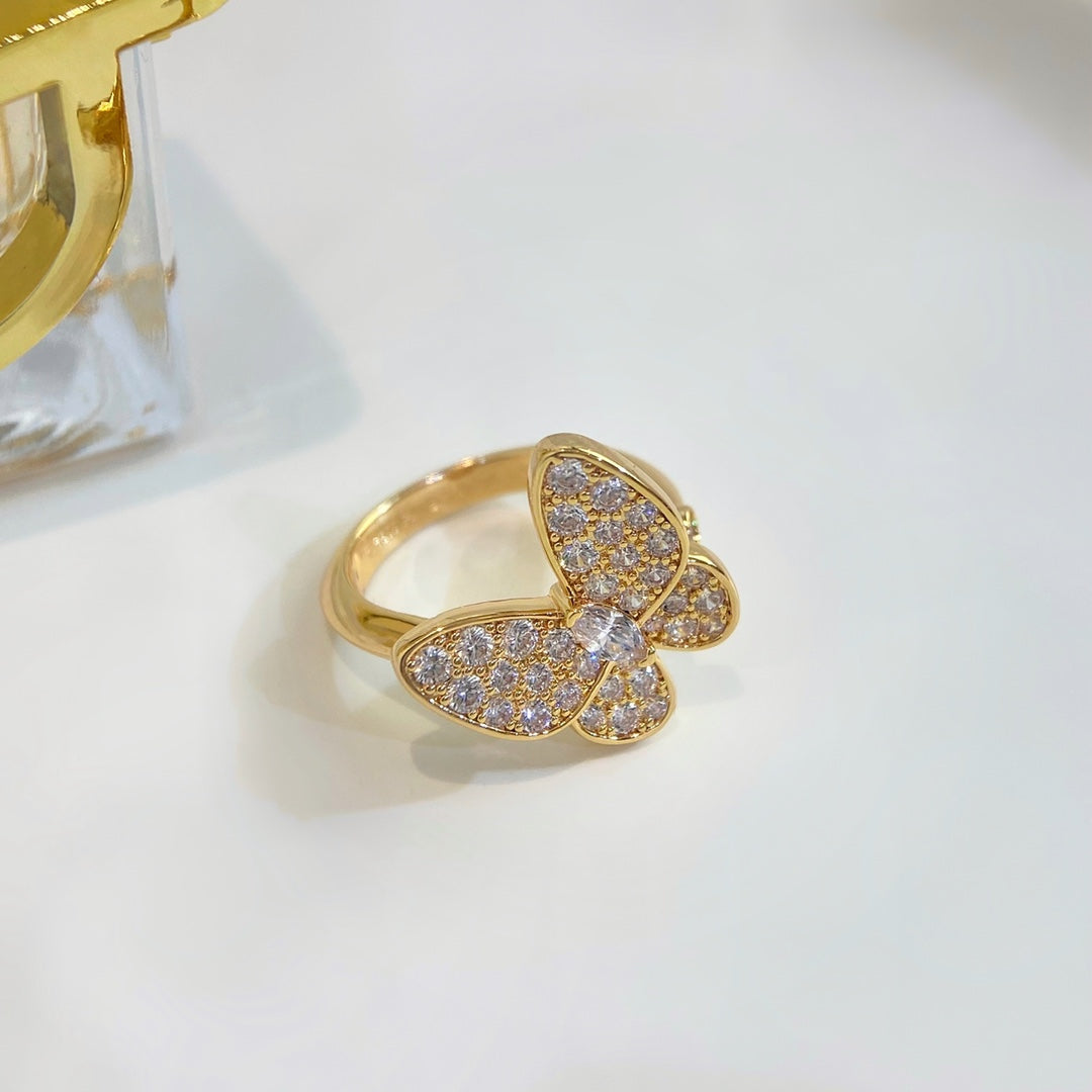 18K Two Butterfly Ring