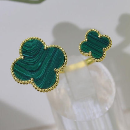 18K Magic Alhambra Malachite Clover Ring