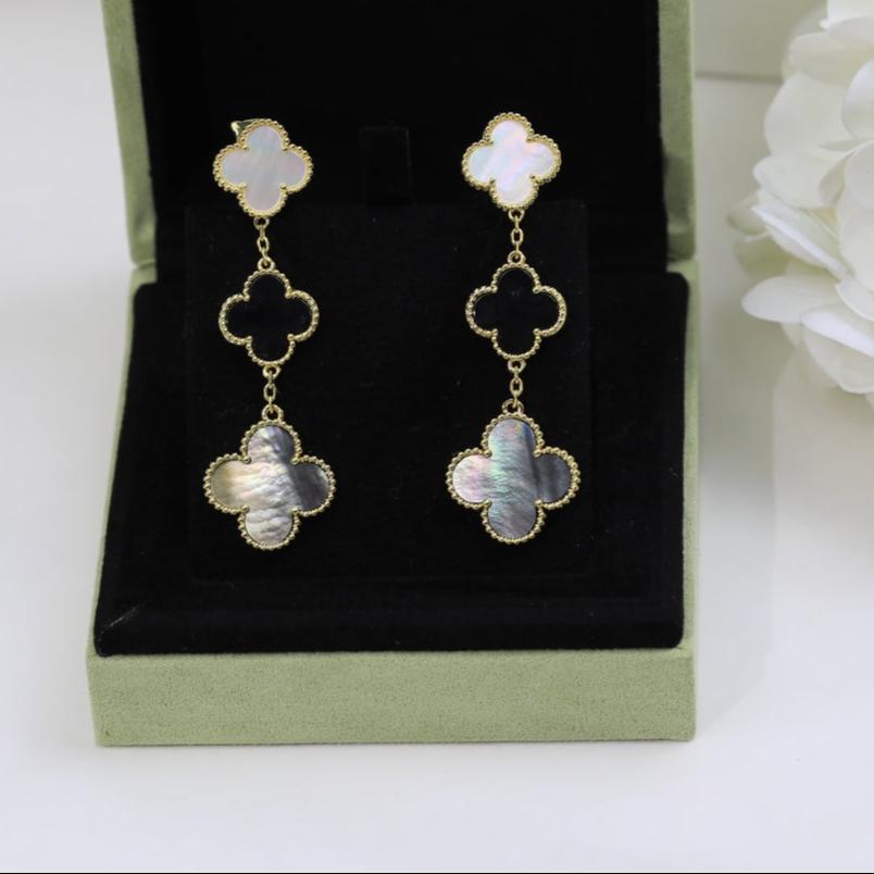 18K Magic Alhambra Three Pearls Motifs Earrings