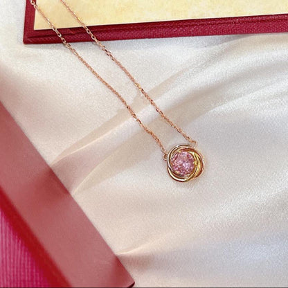 18K Trinity Pink Sapphire Necklace