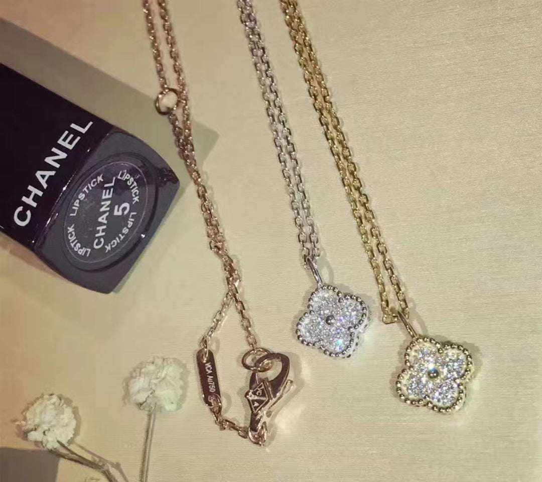 18K Sweet Alhambra Diamond Necklace