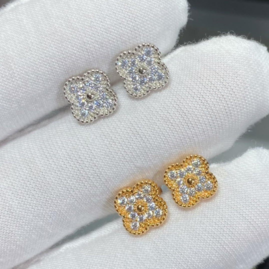 18K Vintage Alhambra Diamonds Earrings