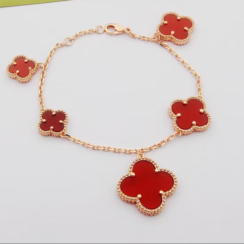 18K Van Cleef & Arpels Magic Alhambra Five Carnelian Motifs Bracelet