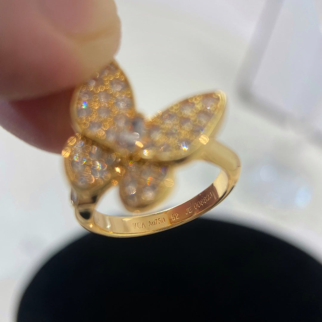 18K Two Butterfly Ring