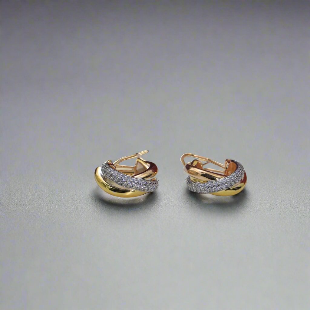 18K Trinity Diamond Earrings