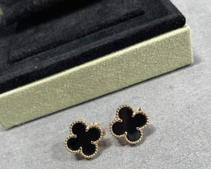 18K Vintage Alhambra Black Earrings