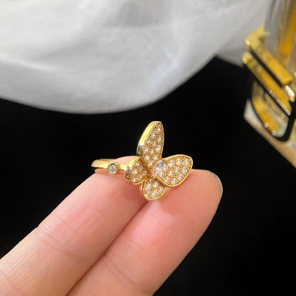 18K Two Butterfly Ring